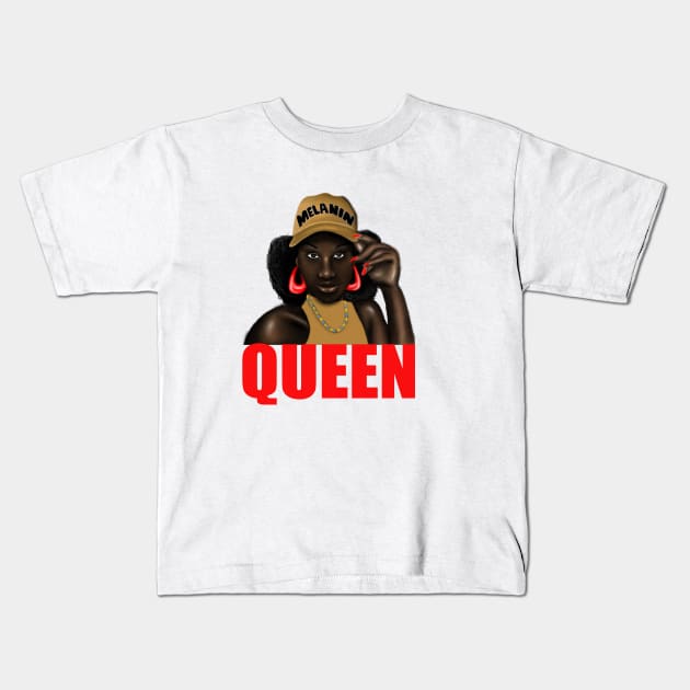 Afro Melanin Queen Black Pride Gift Kids T-Shirt by Merchweaver